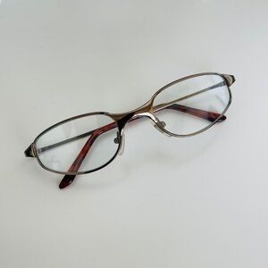 Stylish Metal Frame Glasses with Red Temples